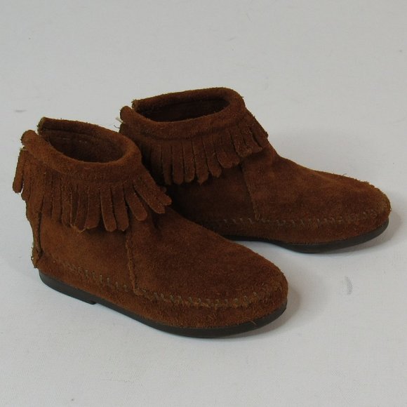 Minnetonka Kids Back Zipper Suede Boot Hardsole Size 10 - Picture 2 of 13